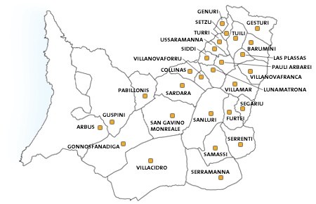 Cartina della Provincia del Medio Campidano