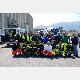 Gruppo volontari della Protezione Civile del Medio Campidano il giorno della partenza nelle zone terremotate dell'Abruzzo