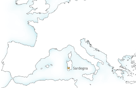 Cartina dell'Europa con evidenziata la Provincia del Medio Campidano