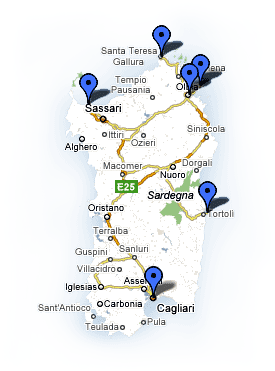Cartina degli porti in Sardegna